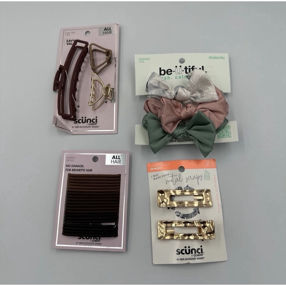 scünci Scrunchies, Hair Claws Set, Clips, & Hair Ties Assorted Colors for Women